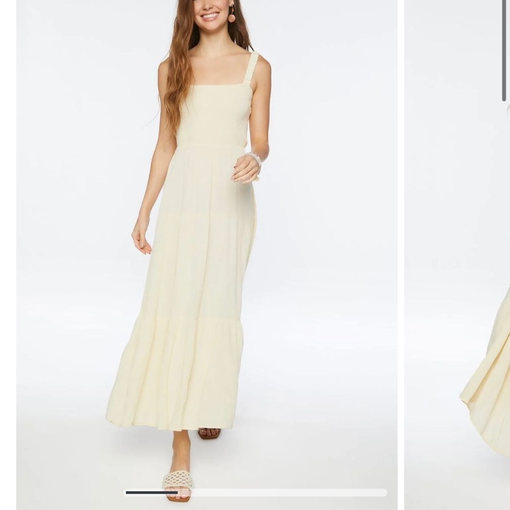 New Mock strap midi maxi dress size Large vanilla color